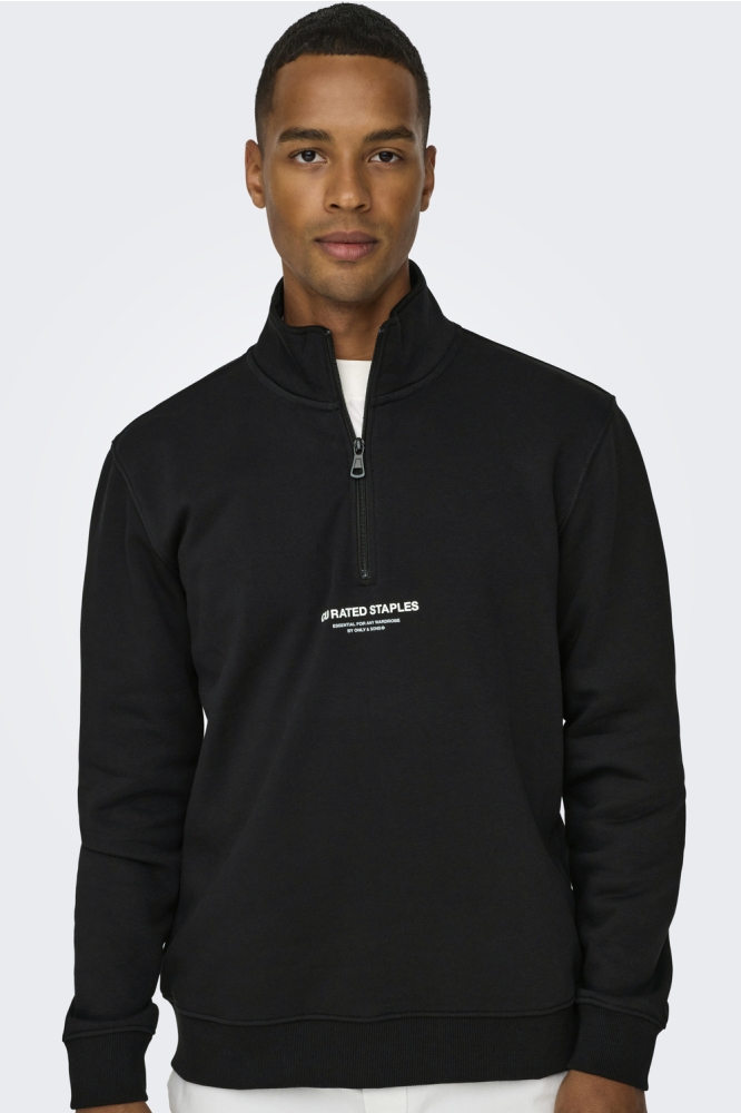 ONSCURATED REG HALF ZIP SWEAT 22030922 Black